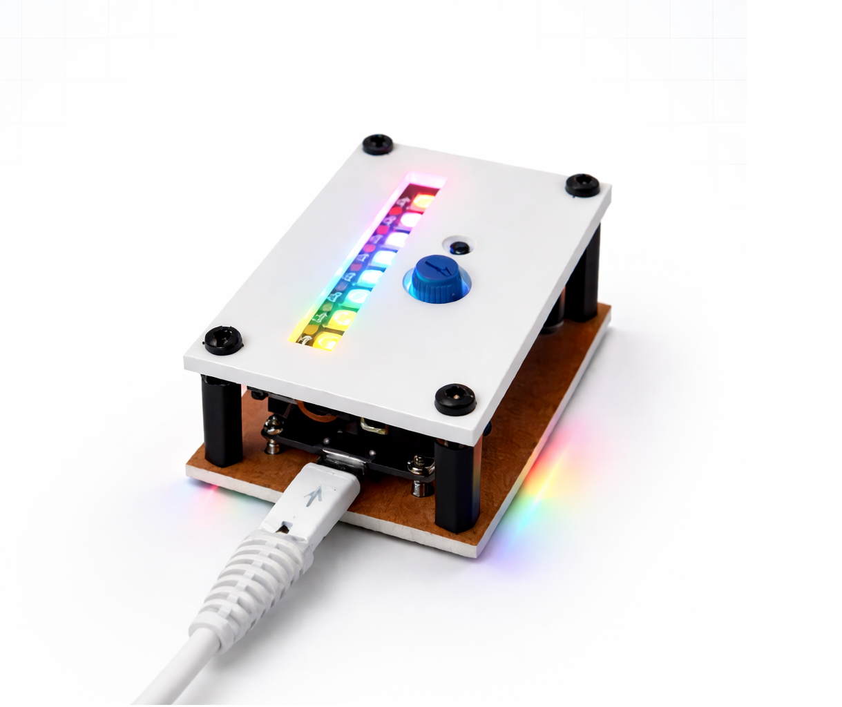 FLUX v1 in white acrylic enclosure